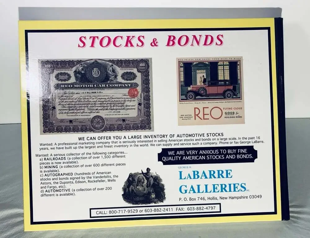 Book American Automotive Stock Certificates Lawrence Falater reference book